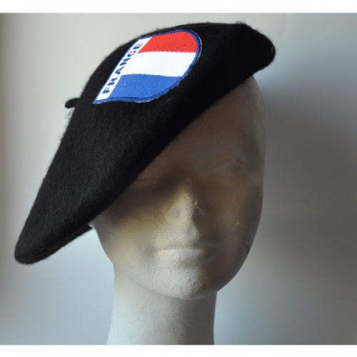 BERET NOIR ECUSSON TRICOLORE FRANCE 3