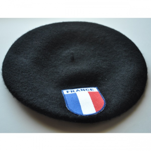 BERET NOIR ECUSSON TRICOLORE FRANCE 2