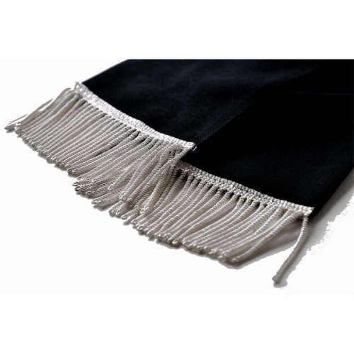 CRAVATE DE DEUIL NOIRE ETAMINE frange bouillon argent 3