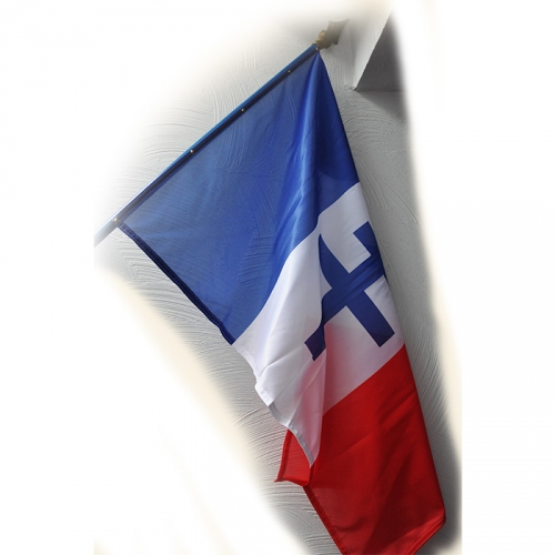 Drapeau CROIX DE LORRAINE FRANCE LIBRE avec hampe bois 3